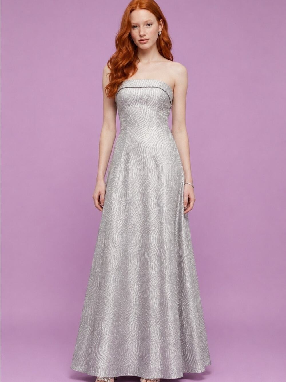 FAVIANA - White - Purple Silver Sparkle Gown - Prom - Homecoming Size 7/8